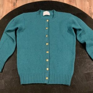 Vintage Deans of Scotland Teal Cardigan Small